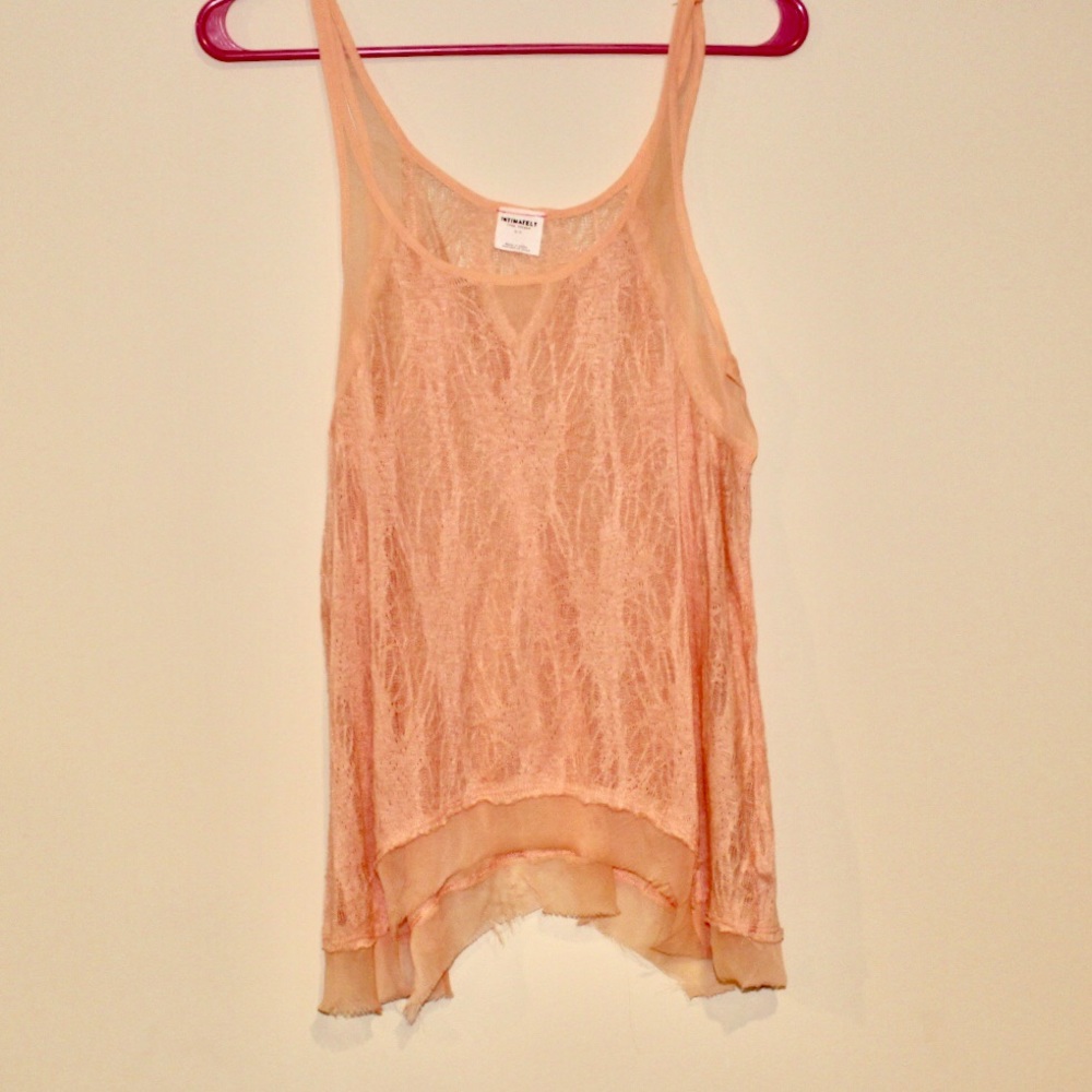 Free People ⋆ Peach Sheer Lace Tank Top ⋆ S